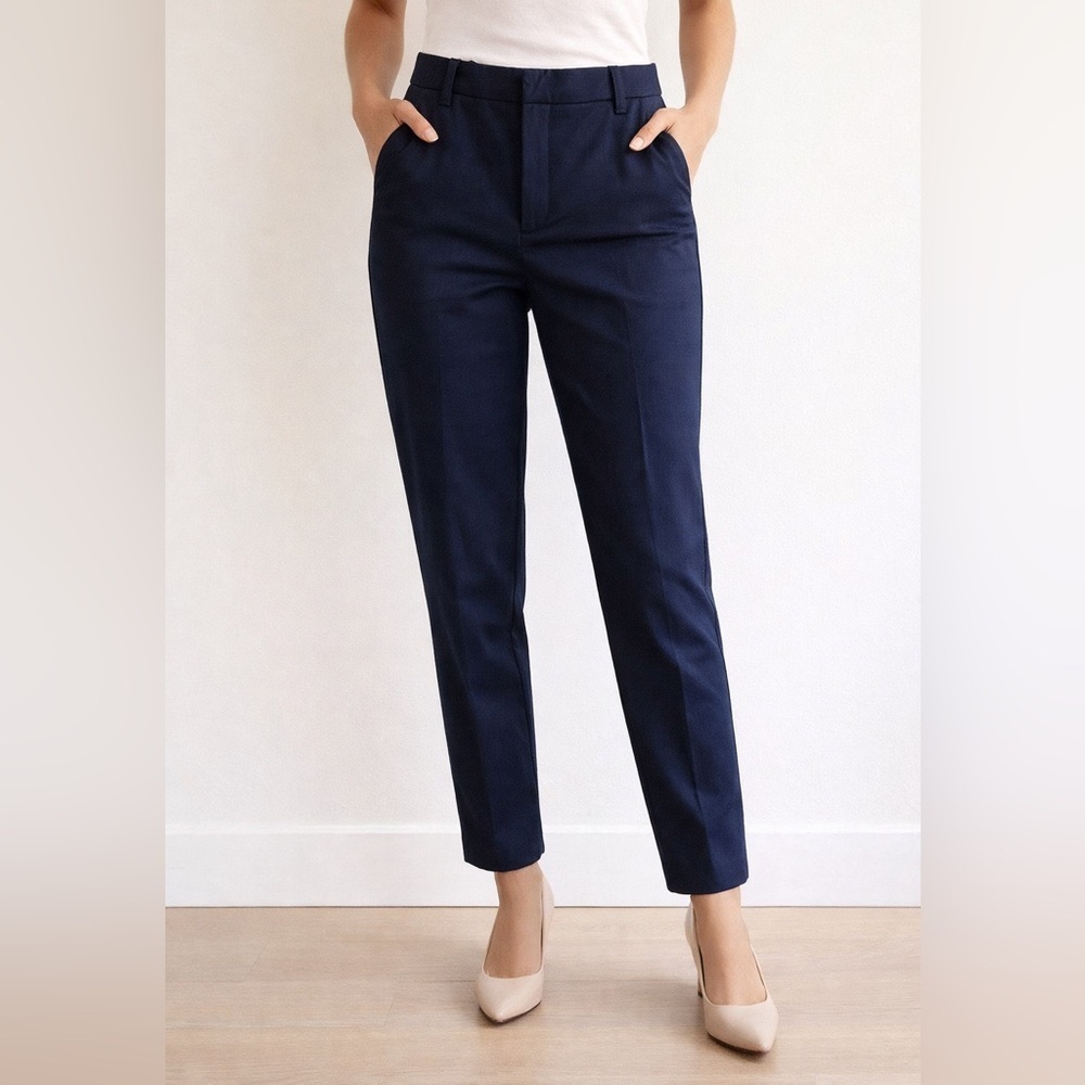 ZARA Basic Blue Tailored Ankle Pants Size 6 Pockets Career Office Chic